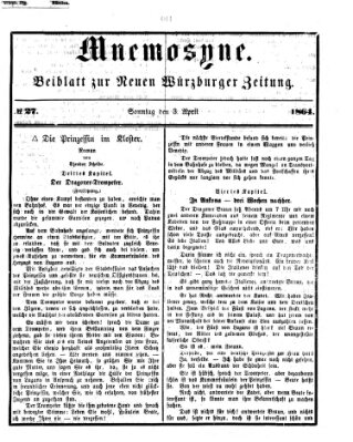 Mnemosyne (Neue Würzburger Zeitung) Sonntag 3. April 1864