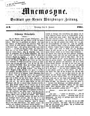 Mnemosyne (Neue Würzburger Zeitung) Sonntag 8. Januar 1865