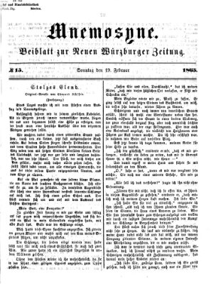 Mnemosyne (Neue Würzburger Zeitung) Sonntag 19. Februar 1865