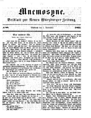 Mnemosyne (Neue Würzburger Zeitung) Mittwoch 1. November 1865