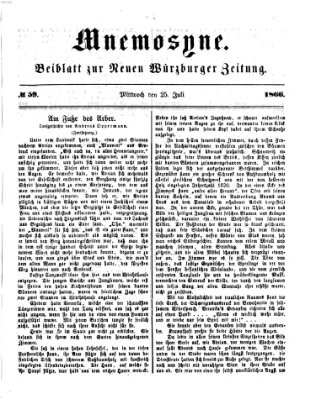 Mnemosyne (Neue Würzburger Zeitung) Mittwoch 25. Juli 1866