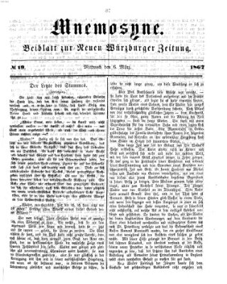 Mnemosyne (Neue Würzburger Zeitung) Mittwoch 6. März 1867