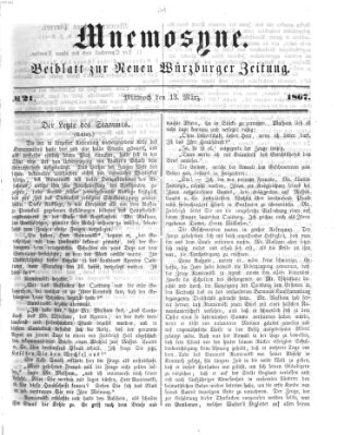 Mnemosyne (Neue Würzburger Zeitung) Mittwoch 13. März 1867