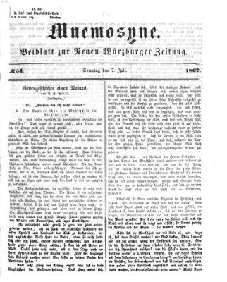 Mnemosyne (Neue Würzburger Zeitung) Sonntag 7. Juli 1867