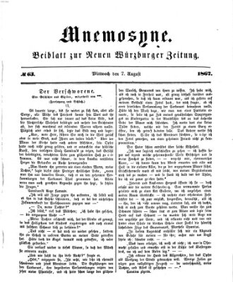 Mnemosyne (Neue Würzburger Zeitung) Mittwoch 7. August 1867