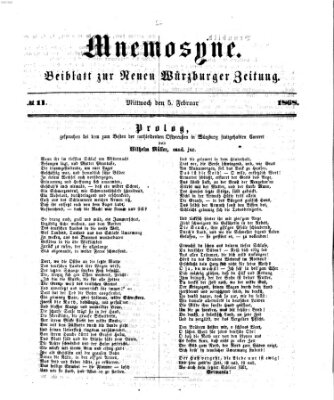 Mnemosyne (Neue Würzburger Zeitung) Mittwoch 5. Februar 1868
