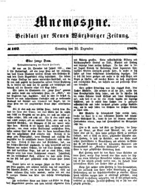 Mnemosyne (Neue Würzburger Zeitung) Sonntag 20. Dezember 1868