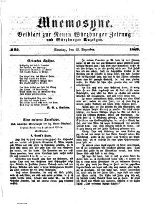 Mnemosyne (Neue Würzburger Zeitung) Sonntag 12. Dezember 1869