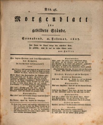 Morgenblatt für gebildete Stände Samstag 21. Februar 1807