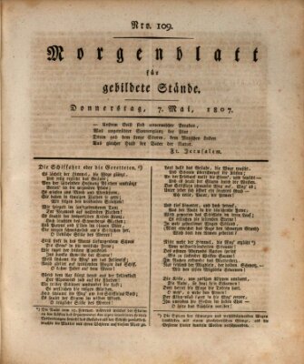 Morgenblatt für gebildete Stände Donnerstag 7. Mai 1807