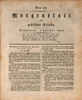 Morgenblatt für gebildete Stände Samstag 6. Juni 1807