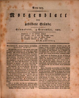 Morgenblatt für gebildete Stände Samstag 5. September 1807