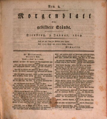 Morgenblatt für gebildete Stände Dienstag 3. Januar 1809