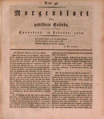 Morgenblatt für gebildete Stände Samstag 18. Februar 1809