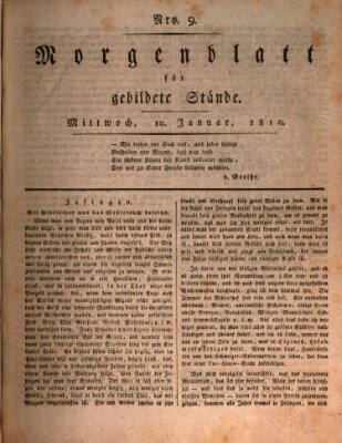 Morgenblatt für gebildete Stände Mittwoch 10. Januar 1810