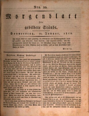 Morgenblatt für gebildete Stände Donnerstag 11. Januar 1810