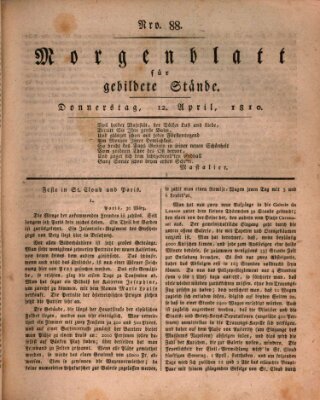 Morgenblatt für gebildete Stände Donnerstag 12. April 1810