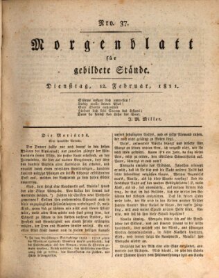 Morgenblatt für gebildete Stände Dienstag 12. Februar 1811