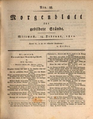 Morgenblatt für gebildete Stände Mittwoch 13. Februar 1811
