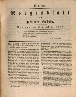 Morgenblatt für gebildete Stände Montag 30. September 1811