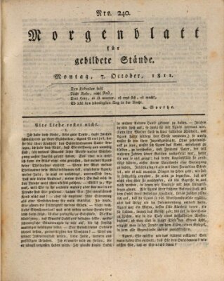 Morgenblatt für gebildete Stände Montag 7. Oktober 1811