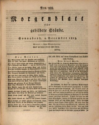 Morgenblatt für gebildete Stände Samstag 2. Dezember 1815