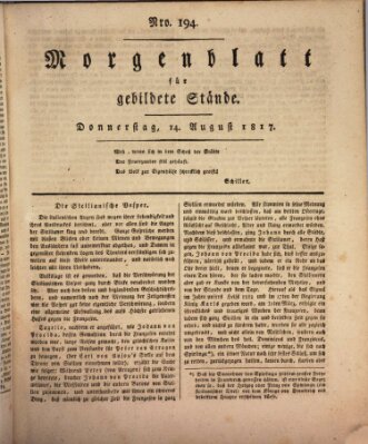 Morgenblatt für gebildete Stände Donnerstag 14. August 1817