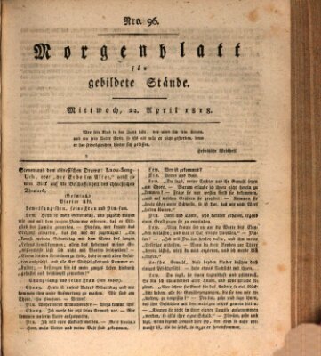 Morgenblatt für gebildete Stände Mittwoch 22. April 1818