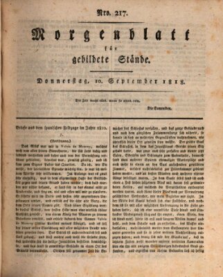 Morgenblatt für gebildete Stände Donnerstag 10. September 1818