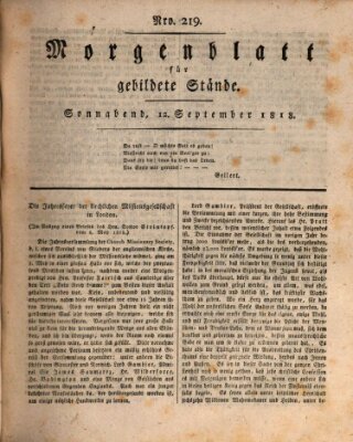 Morgenblatt für gebildete Stände Samstag 12. September 1818