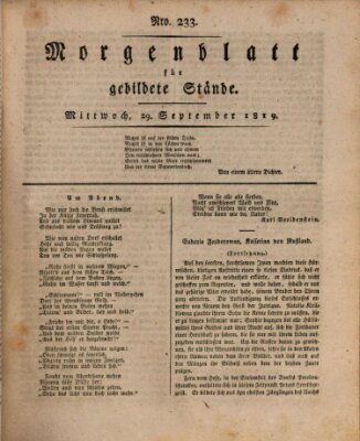 Morgenblatt für gebildete Stände Mittwoch 29. September 1819