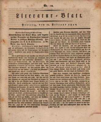 Morgenblatt für gebildete Stände Freitag 11. Februar 1820