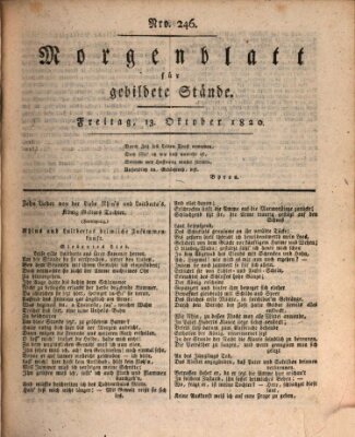 Morgenblatt für gebildete Stände Freitag 13. Oktober 1820