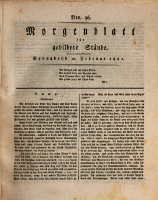 Morgenblatt für gebildete Stände Samstag 10. Februar 1821