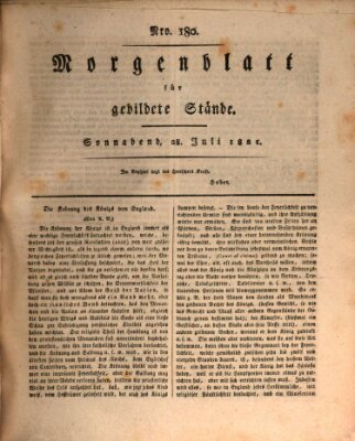 Morgenblatt für gebildete Stände Samstag 28. Juli 1821