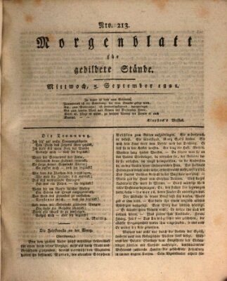 Morgenblatt für gebildete Stände Mittwoch 5. September 1821