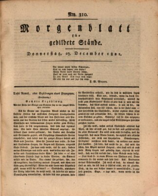 Morgenblatt für gebildete Stände Donnerstag 27. Dezember 1821
