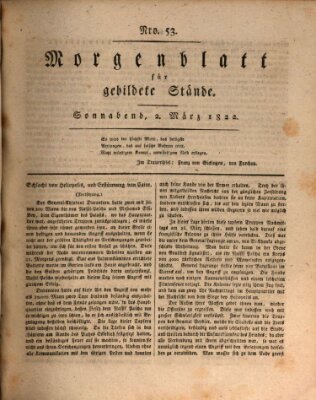 Morgenblatt für gebildete Stände Samstag 2. März 1822