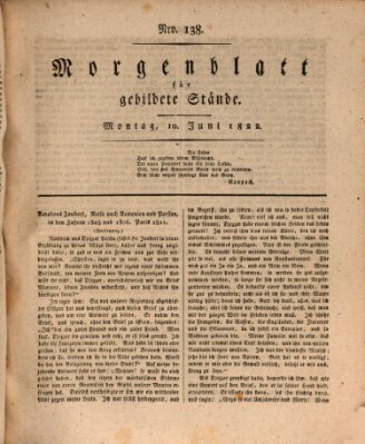 Morgenblatt für gebildete Stände Montag 10. Juni 1822