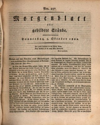 Morgenblatt für gebildete Stände Donnerstag 3. Oktober 1822