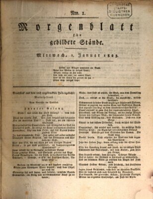 Morgenblatt für gebildete Stände Mittwoch 1. Januar 1823
