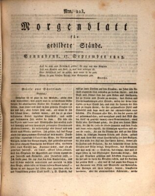 Morgenblatt für gebildete Stände Samstag 17. September 1825