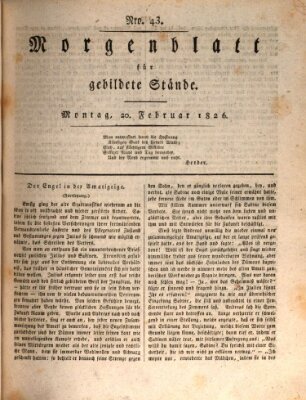 Morgenblatt für gebildete Stände Montag 20. Februar 1826