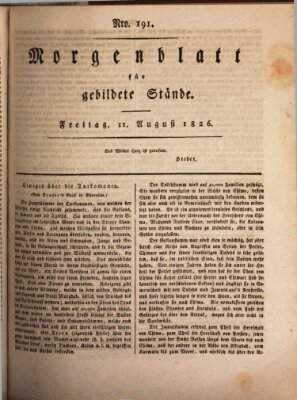 Morgenblatt für gebildete Stände Freitag 11. August 1826