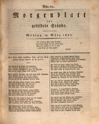 Morgenblatt für gebildete Stände Montag 12. März 1827