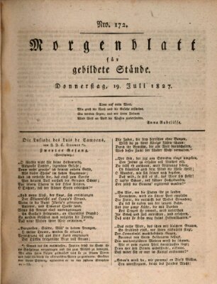 Morgenblatt für gebildete Stände Donnerstag 19. Juli 1827
