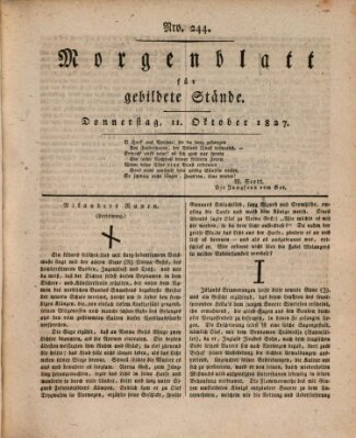 Morgenblatt für gebildete Stände Donnerstag 11. Oktober 1827