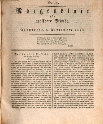 Morgenblatt für gebildete Stände Samstag 6. September 1828