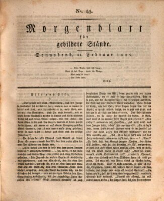 Morgenblatt für gebildete Stände Samstag 21. Februar 1829