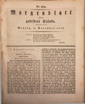 Morgenblatt für gebildete Stände Montag 16. November 1829